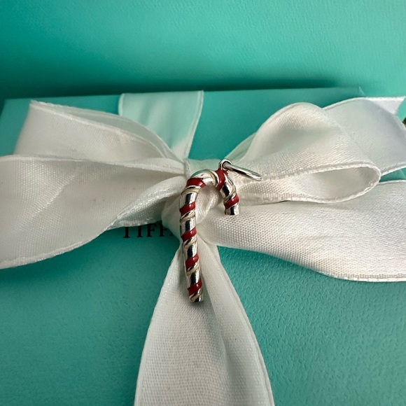 Tiffany & Co Candy Cane Christmas Charm Sterling Silver Red Enamel- collector's - Picture 4 of 10